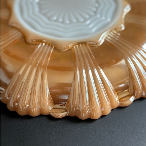 Vintage Fire King Peach Lusterware Deviled Egg Platter 1960s - Picture 4 of 6